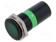 Indicator: LED; flat; green; 230VDC; 230VAC; Ø22mm; IP67; connectors SIGNAL-CONSTRUCT