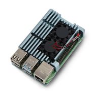 Case justPi for Raspberry Pi 4B - aluminum with two fans - gray