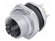 Connector: M12; female; 876; 500mA; IP67; for panel mounting; THT BINDER