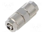 Screw-on fitting; inline splice; max.15bar; nickel plated brass PNEUMAT