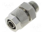 Screw-on fitting; threaded; max.15bar; nickel plated brass; 6mm PNEUMAT