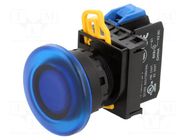 Switch: push-button; 22mm; Stabl.pos: 2; NO; blue; LED; IP65; YW IDEC