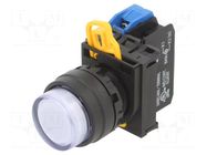 Switch: push-button; 22mm; Stabl.pos: 1; NO; white; LED; IP65; YW IDEC