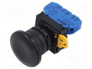 Switch: push-button; 22mm; Stabl.pos: 1; NO; black; none; IP65; YW IDEC