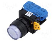 Switch: push-button; 22mm; Stabl.pos: 2; NO; white; LED; IP65; YW IDEC