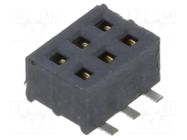 Connector: pin strips; socket; female; PIN: 6; vertical; SMT; 1.27mm SAMTEC