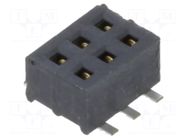 Connector: pin strips; socket; female; PIN: 6; vertical; SMT; 1.27mm SAMTEC