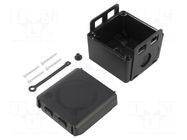 Enclosure: junction box; X: 72mm; Y: 75mm; Z: 57mm; IP67; black TECHNO
