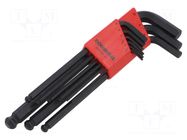 Wrench: hex key-set; spherical; ProTanium®,steel; long; 9pcs. BONDHUS