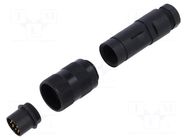 Connector: M16; plug; male; 3A; 60V; PIN: 12; IP67; for cable; 24AWG BINDER