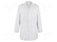 Coat; ESD; XS; cotton,polyester,conductive fibers; white; 115g/m2 EUROSTAT GROUP