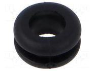 Grommet; Ømount.hole: 8mm; Øhole: 6mm; black; Panel thick: max.2mm ESSENTRA