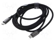 Cable; USB 2.0; USB C plug,both sides; nickel plated; 2m; black VENTION