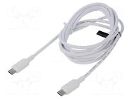 Cable; USB 2.0; USB C plug,both sides; nickel plated; 2m; white VENTION