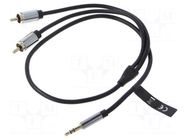 Cable; Jack 3.5mm 3pin plug,RCA plug x2; 0.5m; black; PVC VENTION