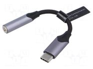 Cable; Jack 3.5mm socket,USB C plug; nickel plated; 0.1m; black VENTION