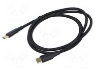 Cable; USB 2.0; USB C plug,both sides; nickel plated; 1m; black VENTION