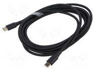 Cable; USB 2.0; USB C plug,both sides; nickel plated; 3m; black VENTION