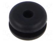 Grommet; Ømount.hole: 5mm; Øhole: 2mm; black; -40÷125°C; EPDM ESSENTRA