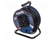 Extension lead; 3x1.5mm2; reel,Schuko; Sockets: 4; rubber; black PLASTROL