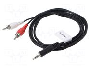 Cable; Jack 3.5mm 3pin plug,RCA plug x2; 1.5m; black; PVC LANBERG