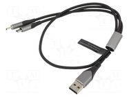 Cable; USB 2.0; USB A plug,USB B micro plug,USB C plug; 0.5m VENTION