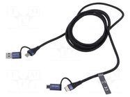 Cable; USB 2.0; USB A plug,USB B micro plug,USB C plug x2; 1m VENTION