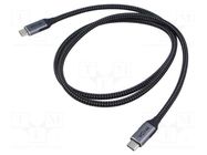 Cable; USB 3.2; USB C plug,both sides; 1m; black; 20Gbps; textile VCOM