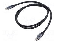 Cable; USB 3.2; USB C plug,both sides; 1m; black; 20Gbps; textile VCOM