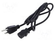 Cable; 3x18AWG; IEC C13 female,NEMA 5-15 (B) plug; 1.8m; black POS