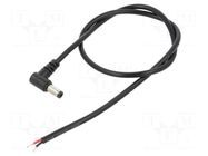 Cable; 2x0.5mm2; DC 5,5/2,5 plug; angled; black; 0.5m; -20÷80°C POS