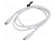 Cable; USB 2.0; USB C plug,both sides; nickel plated; 1m; white VENTION