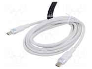 Cable; USB 2.0; USB C plug,both sides; nickel plated; 2m; white VENTION