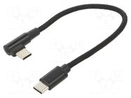 Cable; USB 2.0; USB C plug,USB C angled plug; 0.2m; black GEMBIRD