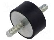 Vibration damper; M10; Ø: 50mm; rubber; L: 25mm; Thread len: 28mm ELESA+GANTER