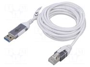 Cable; slim,USB 3.0; RJ45 plug,USB A plug; nickel plated; 3m GOOBAY