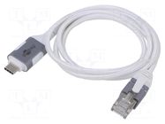 Cable; slim,USB 3.1; RJ45 plug,USB C plug; nickel plated; 1m GOOBAY