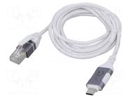 Cable; slim,USB 3.1; RJ45 plug,USB C plug; nickel plated; 2m Goobay