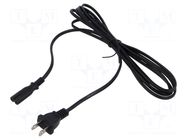 Cable; 2x18AWG; IEC C7 female,NEMA 1-15 (A) plug; PVC; 3m; black POS