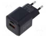 Power supply: switching; mains,plug-in; 5÷12VDC; 20W; black; 3A Goobay