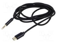 Cable; Jack 3.5mm 3pin plug,USB C plug; gold-plated; 1.5m; black GEMBIRD