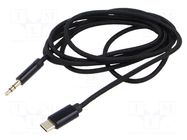 Cable; Jack 3.5mm 3pin plug,USB C plug; gold-plated; 1.5m; black GEMBIRD