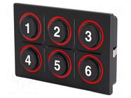 Keypad: plastic; LED; 6.5N; -40÷85°C; 09; on panel,screw; Pos: 2/6 EAO