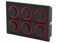 Keypad: plastic; LED; 6.5N; -40÷85°C; 09; on panel,screw; Pos: 2/6 EAO
