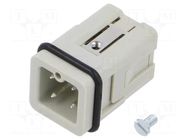 Connector: HDC; contact insert; male; 10A; 400V; Han® A; PIN: 4; 3+PE HARTING