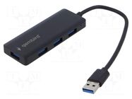 Hub USB; USB A socket x4,USB A plug; USB 3.1; black; 0.15m GEMBIRD