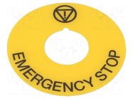 Description label; 22mm; 46; Ø22mm; yellow; for emergency button EAO