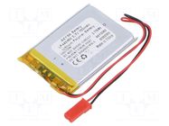 Re-battery: Li-Po; 3.7V; 750mAh; cables,JST SYP-02T-1 socket AKYGA BATTERY