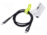 Cable; USB 2.0; USB C plug,both sides; 1m; black; 0.48Gbps; 60W; 3A Goobay