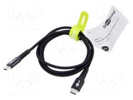 Cable; USB 2.0; USB C plug,both sides; 1m; black; silicone; 60W; 3A GOOBAY